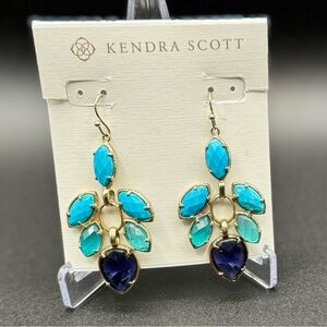 Kendra Scott Jeannine Vintage Gold / Blue Mix (Aqua & Indigo) – Retired/Rare/HTF